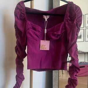 NWT Leyden Women's Fuchsia Ruched Blouse